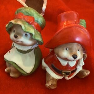 Vintage HOMCO Ceramic Figurine #5600 Christmas Family Mice Porcelain
